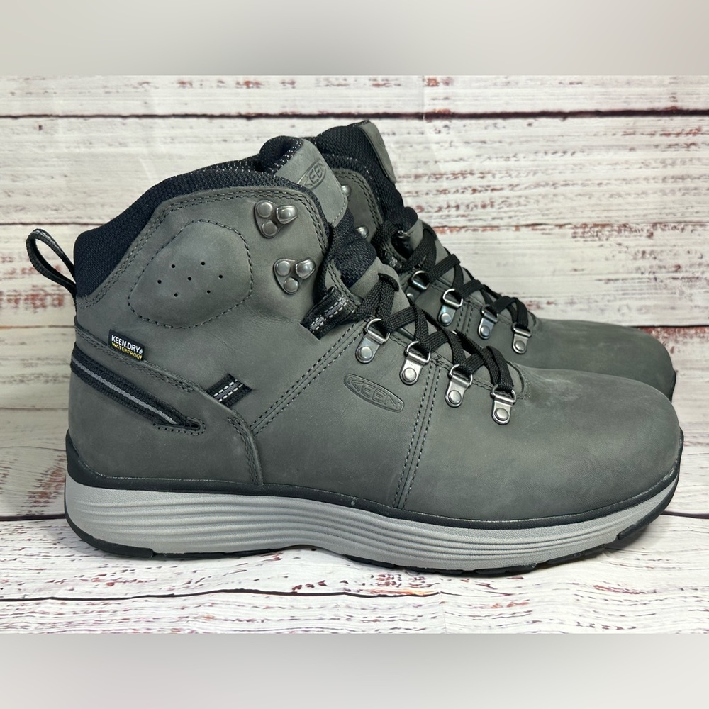 Men's NEW KEEN Manchester 6" Alloy Toe Waterproof Work Boot, 11.5D US, Iron/Blk